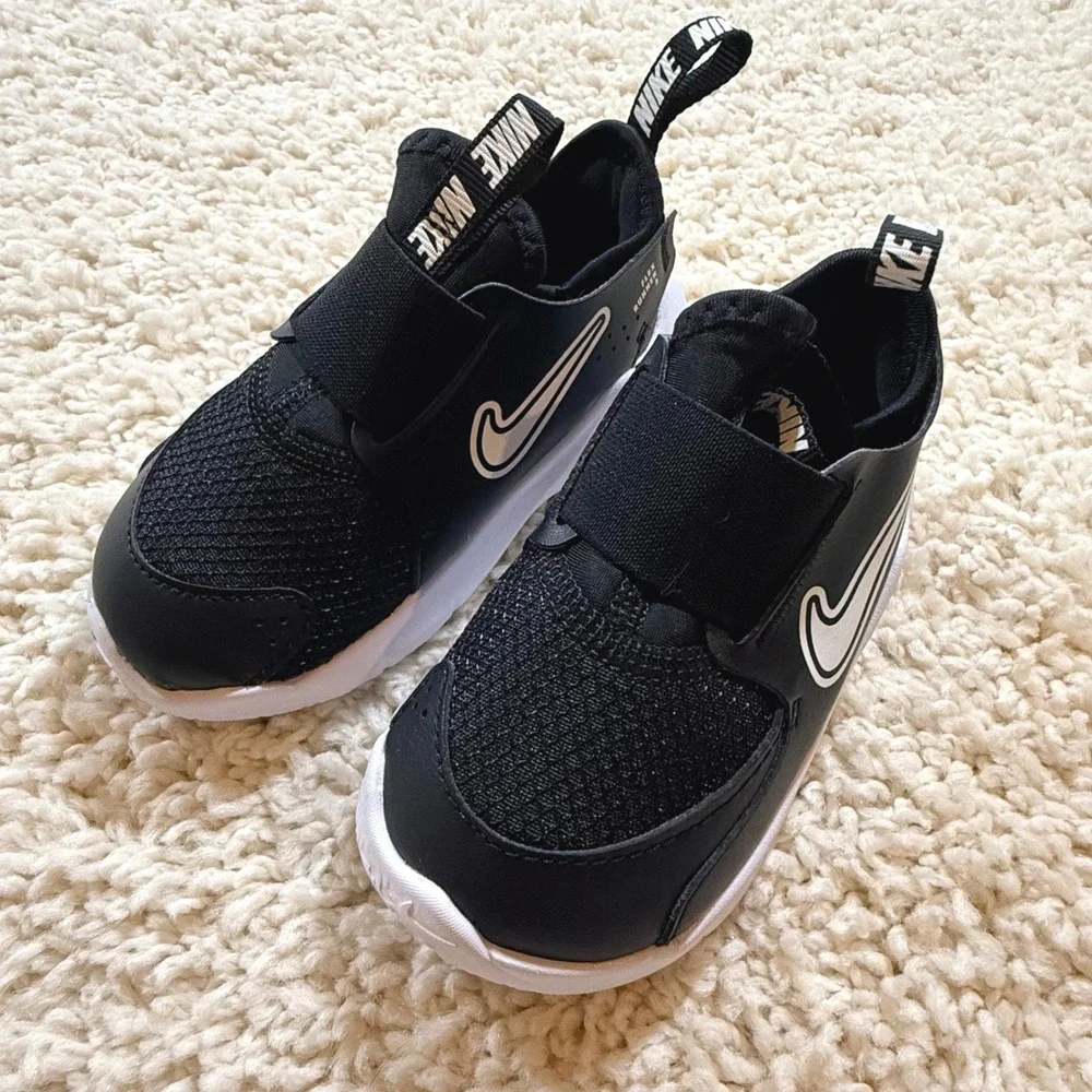 Nike Flex Runner 3 Black Toddler Shoes 7C Slip‎ On Sneakers Athletic Classic